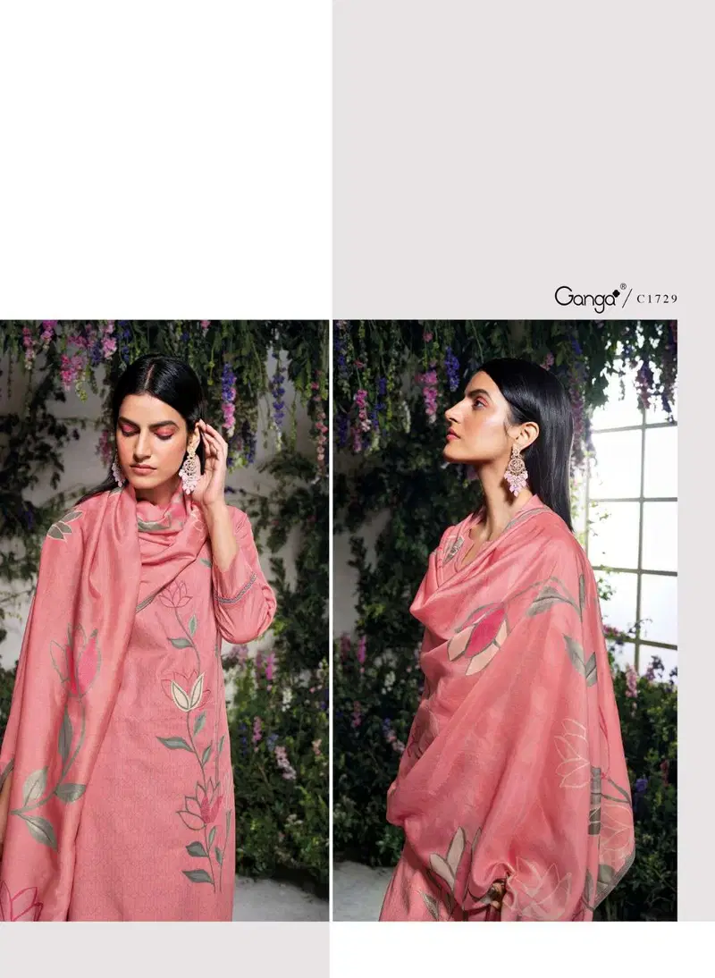 Eraya By Ganga Embroidery Printed Cotton Dress Material Wholesale Shop In Surat